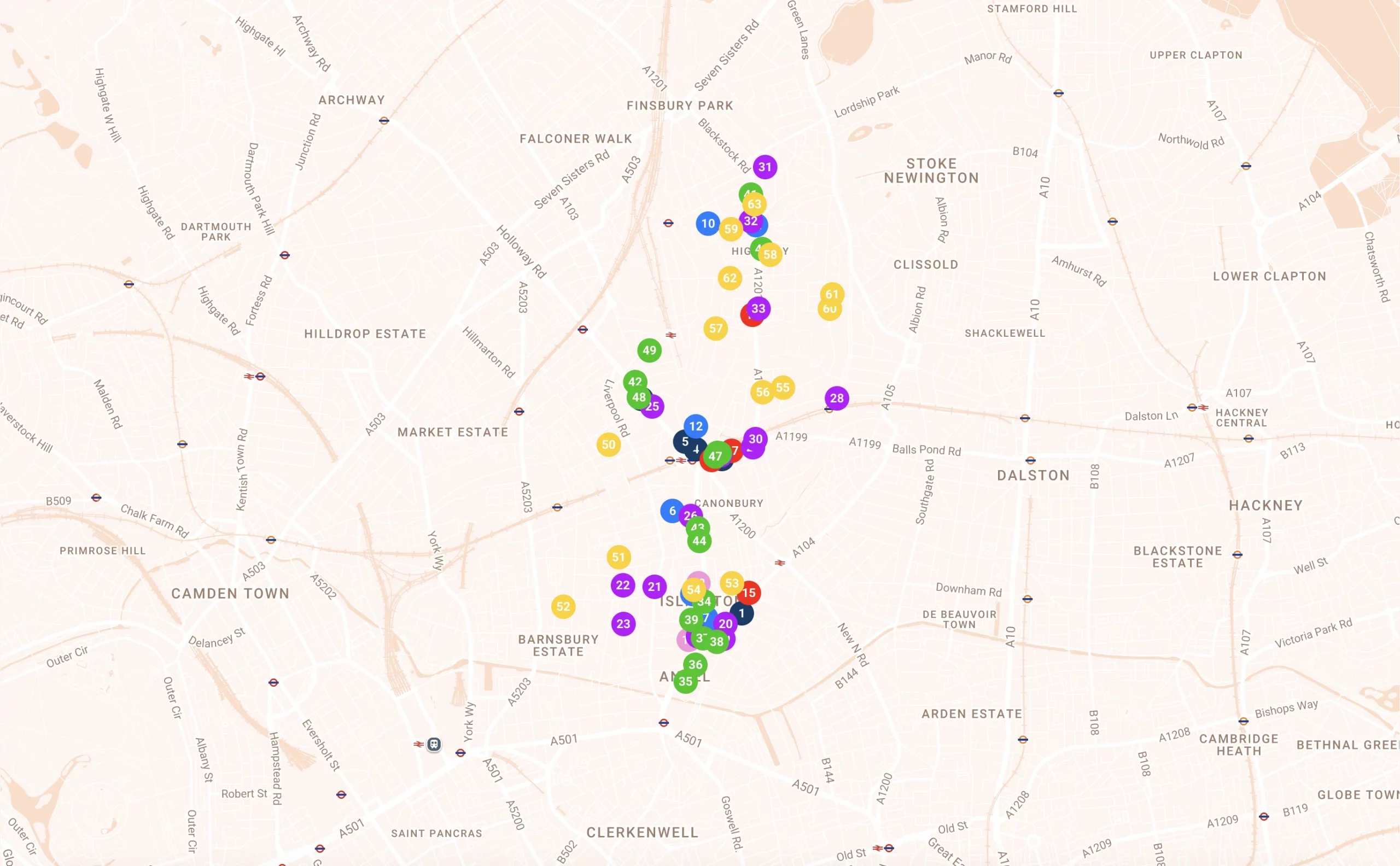 Map of EXPLORE ||| HIGHBURY | & ISLINGTON
